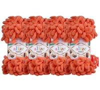 4 skn/Ball Alize Puffy Baby Big Loop Blanket Yarn 100% Micropolyester Soft Yarn 400gr 39.3 yds (619-Coral)