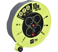 Master plug PRO-XT 10m Cable Reel 240V 13A 4 Sockets Lime Green