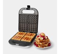 Vonshef Waffle Maker Large 1400W - 4 Slice Waffle Maker Iron with Non-Stick Plates, Overheat Protection, Cool-Touch Handle & Indicator Lights, Quad Belgian & American Desserts Machine - Black