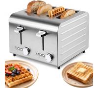 4-Slice Commercial Toaster - Bread Toaster with 7 Browning Levels, Frozen/Cancel/Reheat Function, Manual Pop-Up & Removable Crumb Tray