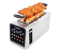 4 Slice Long Slot Toaster with Smart Touchscreen & LED Countdown, Space-Saving Stainless Steel Toaster, 3.5cm Extra Wide Slots, Memory Function, Single-Side Toasting & Warming Rack, Silver