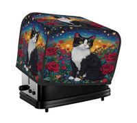 4 Slice Toaster Cover, Cat Rose Star Anti Fingerprint Small Kitchen Appliance Protector， Waterproof Dust-proof Bread Maker Cover