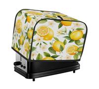4 Slice Toaster Cover, Lemon Flower Leaf Anti Fingerprint Small Kitchen Appliance Protector， Waterproof Dust-proof Bread Maker Cover