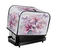 4 Slice Toaster Cover Purple Pink Lilies Butterflies Small Appliance Toaster Dust Cover Kitchen Gifts
