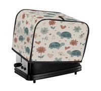 4 Slice Toaster Cover,Summer Turtle Floral On Beige Small Kitchen Appliance Bread Machine Cover with Pockets,Dust & Fingerprint Protection