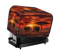 4 Slice Toaster Cover, Sunset Elephant Anti Fingerprint Small Kitchen Appliance Protector， Waterproof Dust-proof Bread Maker Cover