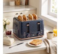 HOMCOM Toaster with 4 Slot, 7 Browning Levels, 1860W, Honeycomb, Dark Blue
