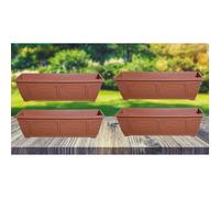 4 Slim Venetian Window Box Trough Planters 60cm Plastic Pot Terracotta