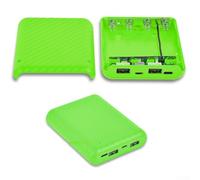 4 Slot Battery Box Charging Case, Dual USB Output 5V/2.4A Detachable ABS Power Bank Shell for Flat Head Batteries Portable Power Supply(18W green Fast charging)
