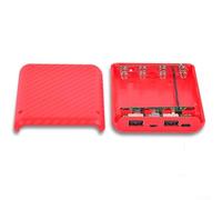 4-Slot Rechargeable Battery Storage Case for Batteries - ABS Housing with Dual USB 5V/2. Output, Type-C & -USB Input, LED Charge Indicator,(red 5V 2.4A)