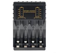 4 Slot Smart Battery for AA AAA Ni-MH Ni-CD Rechargeable Batteries| USB Powered with LED Indicator| Overcharge Protection| Black