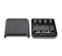 4 Slots Battery Box Charging Case with Dual USB Output 5V 2 4A Power Bank Charger Shell Housing for Flat Head Batteries with Type C and Mic Interface Input (black 5V 2.4A)