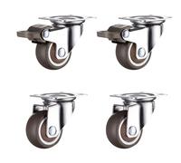 4 Small 1/2 Office Chair Wheels Quiet Rubber Swivel Casters with Brake Heavy-Duty Fur Rollers Easy to Move (2 Swivel:2 Brake 1.0 Diameter)