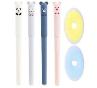 4 Small Bears Can Erase Neutral Pens and 2 Erasers, Quick-Drying Stylus, Cute Cartoon Stationery, Suitable for Schools and Offices.