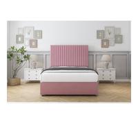 (4' Small Double, Pink) Comfort Denver Plush Divan Bed Base No Drawers 26" Strutted Headboard