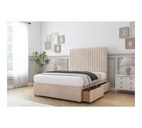 Comfort Beds Denver Naples Divan Base 4 Drawers - 26" Headboard in Light Sand | Size: Small Double Comfort Beds Light Sand Small Double