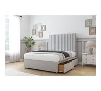Comfort Beds Denver Plush Divan Base 4 Drawers - 26" Headboard in Silver | Size: Small Double Comfort Beds Silver Small Double