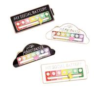 4 Social Battery Pins, Funny Social Mood Brooch Pin, Slideable Decorative Brooches, 7-Day Mood Switching Pins, Metal Expression Badges, Social Expression Pins