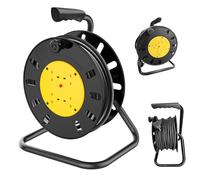 4 Socket, 50 Metre Case Reel, Large Extension Lead Cable Reel, Heavy Duty, Outdoor Extension Lead, Ideal for DIY, Workshop, Garden, Home Use