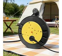 4 Socket Aluminium Cable Reel 10m, Outdoor Heavy Duty Extension Lead with Thermal Cut Out & Winding Handle, 13A UK Plug for Garden, Garage & Home Use