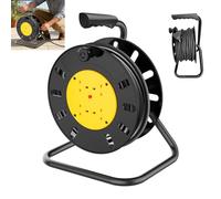 4 Socket Cable Reel, 25m, Thermal Cut Out, Heavy Duty Cable Extension Reel Lead Gang Mains Socket, Outdoor Extension Lead, Ideal for Site Work, Power Tools, DIY, Trade Use,Yellow,