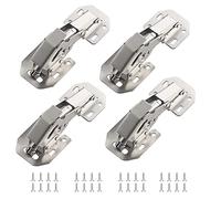 4 Soft Close Damping Frameless Hidden Hinges for Cupboard Door, Easy Surface Mount Installation, 90 Degree, 32 Stainless Steel Screws