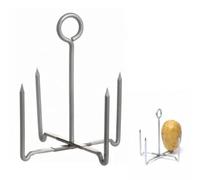 4 Spike Folding Jacket Potato Baking Stand Aluminium Oven Rack for Even Cooking Bakes 4 Potatoes at Once Foldable Non Stick Holder for Gas & Electric Ovens Reusable Potato Cooking Stand Tray Handle
