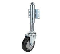 4" Spring Loaded Gate Castor, Retractable 6.5cm Swivel Gate Caster Wheel Heavy Duty, Shock Absorber Rotating Caster for Garden Wooden Gate, Yard Fence, Load Capacity 120kg (Black)