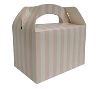 4 Square Coloured Design Children/Kids Party Boxes Carry Meal/Food Fun Picnic Birthday Wedding Favour/Baby Shower Party Box Loot Bag Gift Boxes All Occasions (20 Boxes, Pink Stripe)