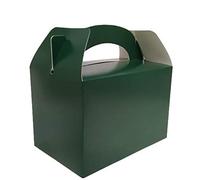 4 Square Coloured Design Children/Kids Party Boxes Carry Meal/Food Fun Picnic Birthday Wedding Favour/Baby Shower Party Box Loot Bag Gift Boxes All Occasions (10 Boxes, Forest Green)