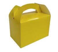 4 Square Coloured Design Children/Kids Party Boxes Carry Meal/Food Fun Picnic Birthday Wedding Favour/Baby Shower Party Box Loot Bag Gift Boxes All Occasions (3 Boxes, Yellow)