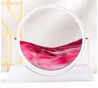 4 Square Moving Sand Frame Art Glass 3D Sandscape in Motion Display Flowing Gift 12inch for Home Office Ornament Desktop Decoration (Pink)