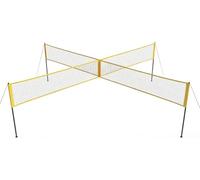 4 Square Volleyball Net for Backyard, 14 FT Wide 4-Way Volleyball Game Set with Adjustable Heights, Portable Training Net for Beach Lawn, Ideal for Family Fun Outdoor Games