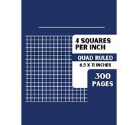 4 Squares Per Inch: 300 Pages | Extra Large Graph Notebook 4x4 Graph Ruled Composition for Math, Science, Accounting | Large 8.5 x 11 Inches | Navy Blue