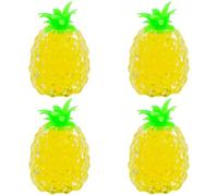 4 Squeezy Bead Pineapples - Fun Soft Fidget Toys, Stress Relief, Novelty Party Bag Fillers, Sensory Stimulation, Fruit Squishies, for Kids and Adults with Autism ASD ADHD SEN Hand Therapy