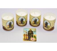 4 St.Peregrine Votive Candles with Prayer & Saint Peregrine Relic Prayer Card