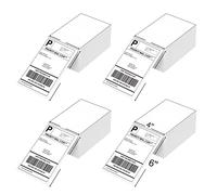 4 Stacks Direct Thermal Labels - Fanfold Shipping White (101x152mm) Sticky Stickers BPA&BPS Free Square Label for 4x6 Inch Printer (4 Stacks/2000 Labels)