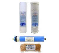 4 Stage Aquarium Reverse Osmosis 10" Drop In Replacement Water Filters with 100 GPD Membrane & 180g DI Resin by Finerfilters