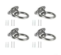 4 Stainless Steel Hooks with 5 mm Hole Diameter and Round Base, Includes Screws and Expansion Pipes for Secure Swing and Mounting (5mm 304)