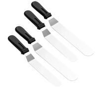 4 Stainless Steel Palette Knives, Cake Decorating Tools with Offset Spatula for Icing, Baking Scraper Set, Professional Cake Knife for Smooth Frosting and Precise Detailing, Black