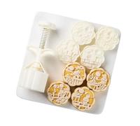 4 Stamps Cake Molds Set with Flying Rabbits Design for Middle Autumn Festival Baking Kitchen Tool Traditional Moon Cake Shaping Tool