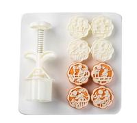 4 Stamps Cake Molds Set with Flying Rabbits Design for Middle Autumn Festival Baking Kitchen Tool Traditional Moon Cake Shaping Tool