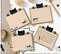 4 Stand-Up Sticky Notes and 4 Pieces of Self-Adhesive Message Strips, 3D Cute Cats, Can Be Pasted Repeatedly, Suitable for Office Reminders, Home List Check-in, School Homework Plans.
