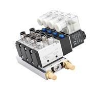 4 Station Solenoid Valves Manifold Replacement 5 Way 2 Position Pneumatic Air Control Solenoid Valves Aluminum Housing Energy Efficient Solenoid Valves
