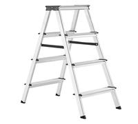 4-Step Aluminium Ladder, Multi-Purpose Ladder with 4 Non-Slip Steps, Max. Weight Capacity 150 kg