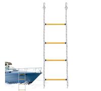 4 Step Boat Rope Ladder | Marine Rope Ladder With 2 Hooks | Nylon Rope Boat Ladder,Lightweight Foldable Stainless Steel Climbing Ladder For Canoe, Kayak, Pickup Box, Boat