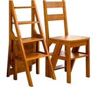 4-Step Folding Ladder Chair - Portable Convertible Stool for Home Office Kitchen Library & Outdoor Use - Space-Saving & Lightweight Design