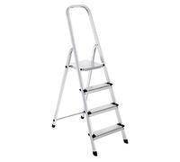 4 Step Ladder Aluminium Folding Step Ladder - With Anti-Slip Steps & Non-Slip Feet, Tool Tray, Household, Kitchen, Garage, Decorating, DIY - MAX 150kg - EN131 Approved