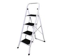 4 Step Ladder Foldable Heavy Duty Steel Protable Non Slip Step Ladder Tread Safety, DIY for Home, Outdoor, Garden, Garage, 300lbs Max Capacity - 5 Year Warranty