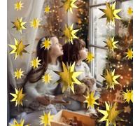 4 Strands Christmas Garland Christmas Hanging Garland Decorations Streamers for Winter Woderland Christmas Birthday New Year Xmas Party Decorations (Gold Star)